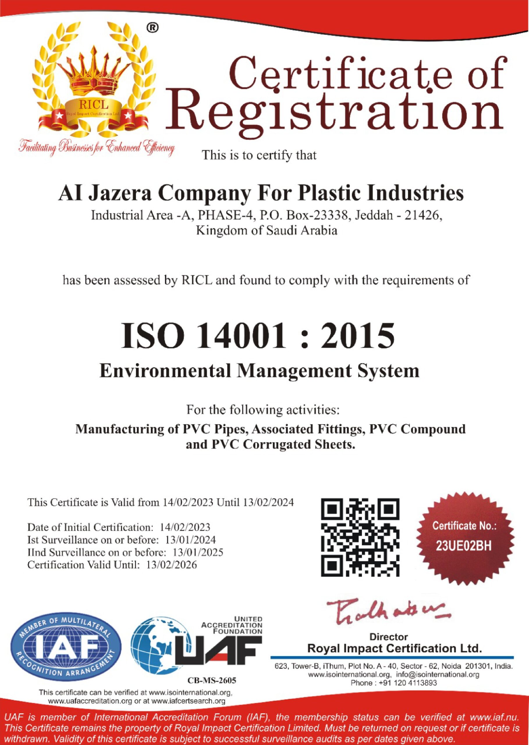 15. JASCO PVC ISO 14001 Certificate
